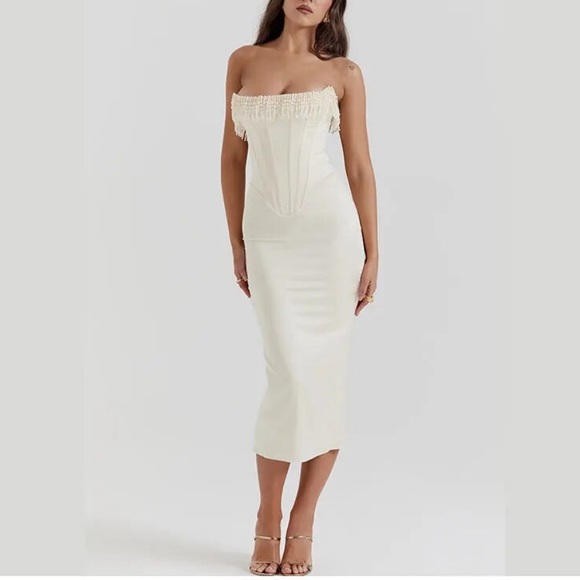 Fashion Sexy Suspender Tassel Elegant Evening Dress